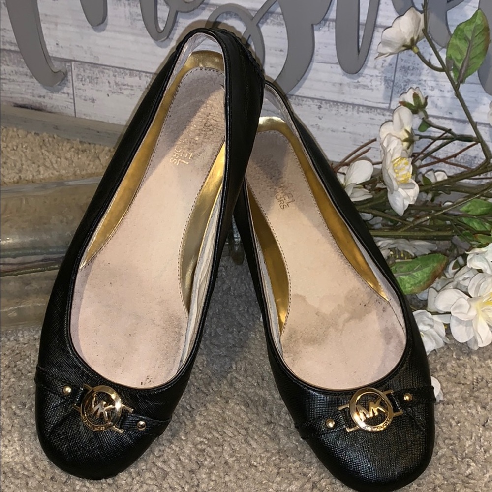 Michael Kors Black Leather Ballet Flats
